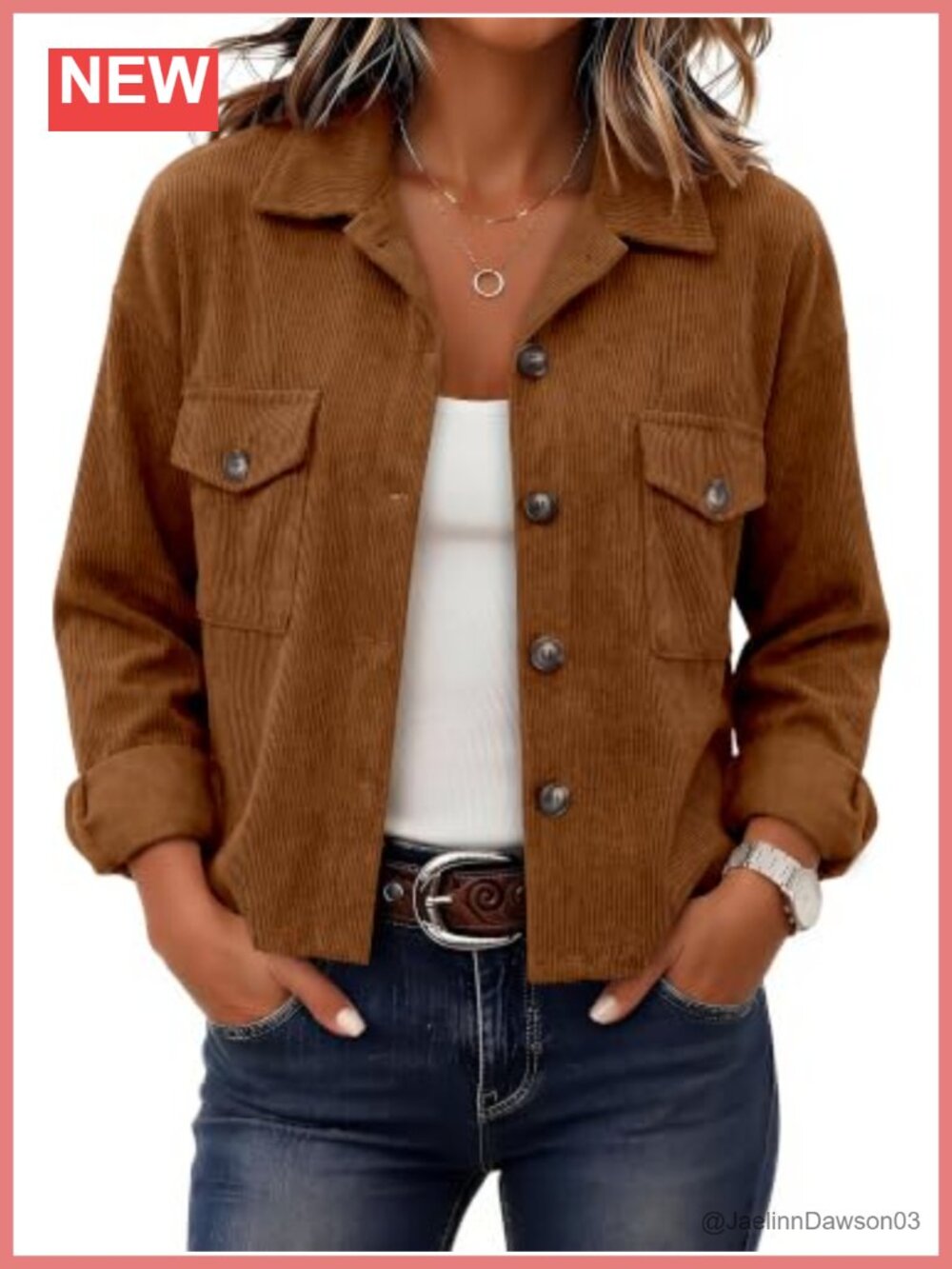 Cropped Shacket Button Down Jacket 100% Polyester Casual Fall Winter Coat